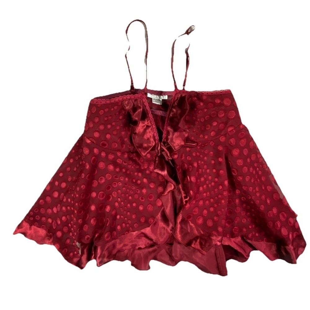 VTG Seductive Wear by Cinema Etoile Babydoll Top Women Small Red Ruffle Lingerie